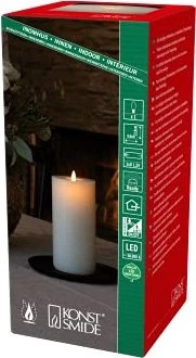 Konstsmide Echtwachskerze 21.8cm cremeweiß LED 1x warmweiß, 1 Stück