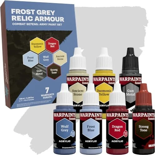 Army Painter Warpaints Fanatic Combat Se7ens Frost Grey Relic Armour Farbset, 7-tlg.