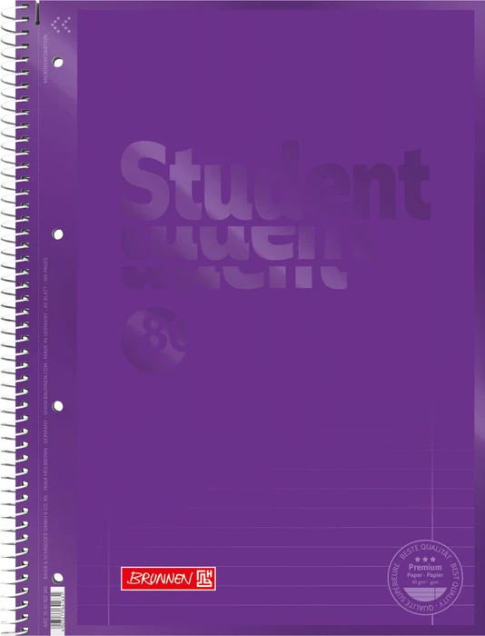 Brunnen Student Colour Code Collegeblock, A4, Lineatur 27, purple, 80 Blatt