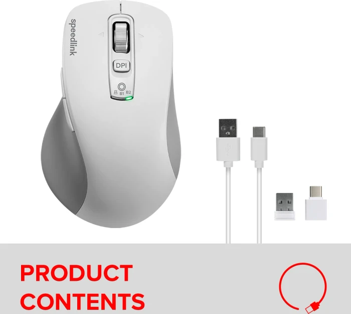 Speedlink Velora Rechargeable Wireless Mouse, weiß/grau, USB/Bluetooth