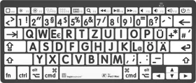 LogicKeyboard LargePrint Mini Mac, Black on White, Bluetooth, DE (LKB-LPBW-BTON-DE)
