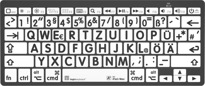 LogicKeyboard LargePrint Mini Mac, Black on White, Bluetooth, DE
