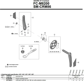 Shimano Deore XT FC-M8200 160mm Kurbelarm links