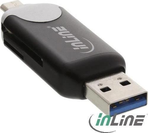 InLine OTG Dual-Slot-Cardreader, USB 3.0/USB 2.0 Micro-B [Stecker]
