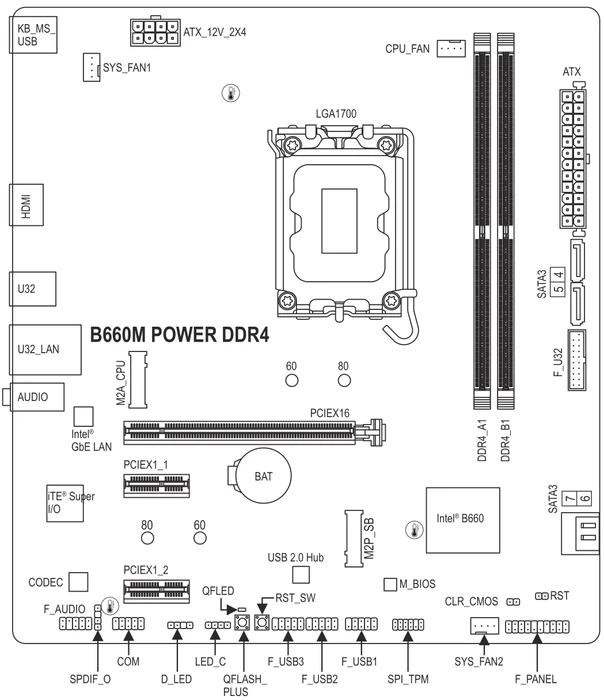 GIGABYTE B660M Power DDR4 (Intel 1700)