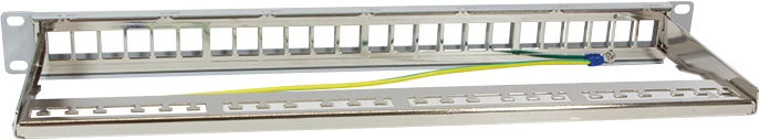 LogiLink Patchpanel für RJ-45 Keystone Module 19" , geschirmt, 24-Port, 1HE, 19", 1HE, grau