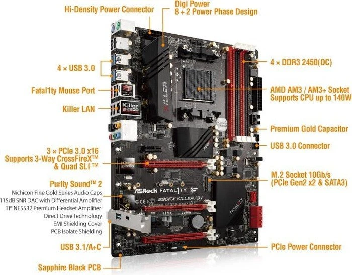 ASRock Fatal1ty 990FX Killer/3.1 (AMD AM3+)