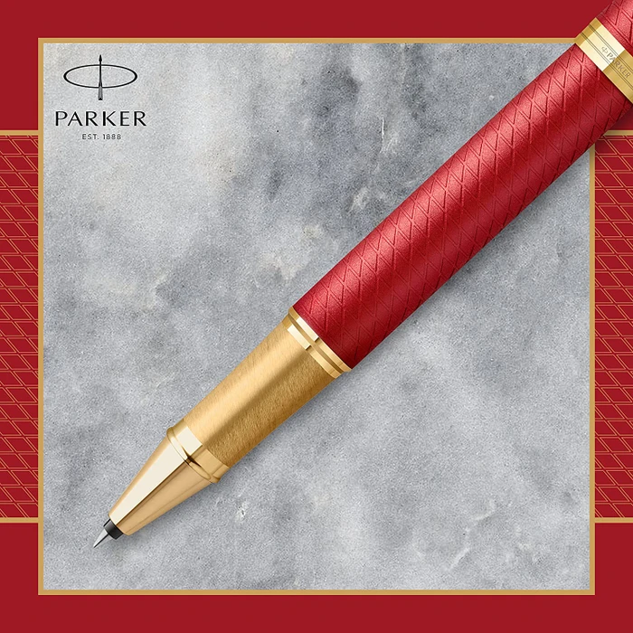 Parker IM Premium Tintenroller (Mine) red lacquer/gold trim, Geschenkbox (2143647) – Bild 4 von 7