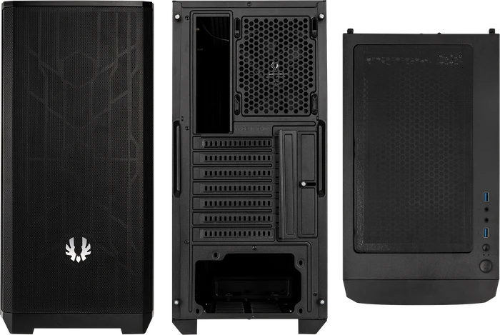 BitFenix Nova Mesh SE TG, schwarz, inkl. 2x Lüfter, Glasfenster