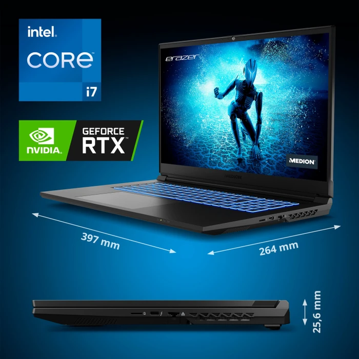 Medion Erazer Defender P20, Core i7-12700H, 16GB RAM, 1TB SSD, GeForce RTX 3060, DE