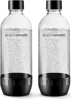 SodaStream Kunststoff Sodaflasche spülmaschinengeeignet 1l schwarz, 2 Stück