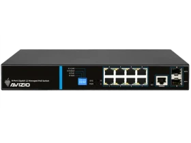 Avizio SM Rackmount Gigabit Managed Switch, 8x RJ-45, 2x SFP, 150W PoE+ (AV-SM8GP2F)