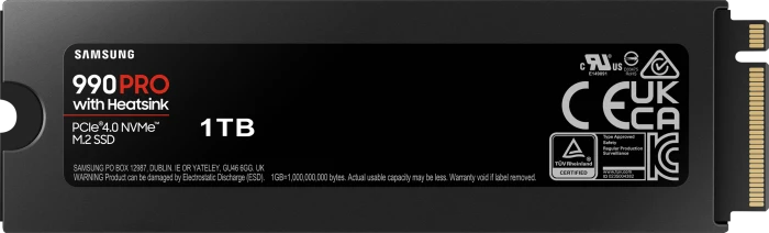 Samsung SSD 990 PRO 1TB, M.2 2280 / M-Key / PCIe 4.0 x4, Kühlkörper