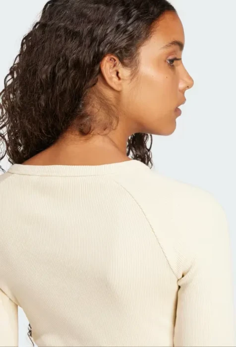 adidas Ribbed Crop Top Sweatshirt cream white (Damen)