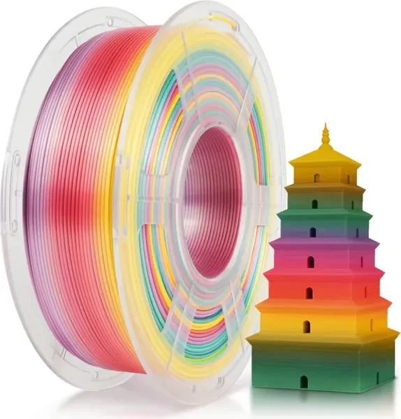 Sunlu Silk PLA+, Rainbow Filament, Spule, 1.75mm, 1.00kg