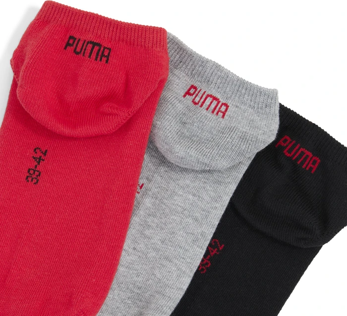 Puma Sneaker Socken schwarz/rot, 3 Paare