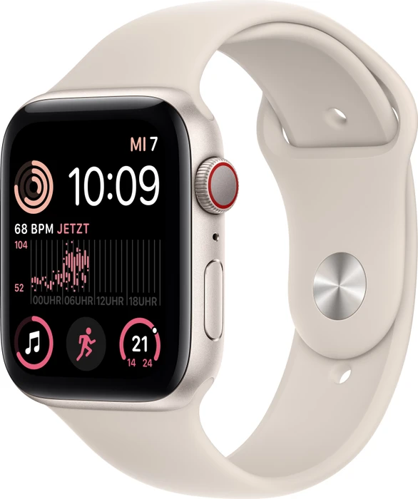 Apple Watch SE (2022) (GPS + Cellular) 44mm Polarstern mit Sportarmband Polarstern