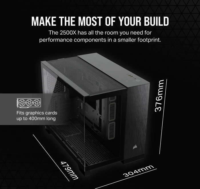 Corsair 2500X Black/Obsidian Aluminium, schwarz/grau, Glasfenster