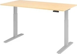Hammerbacher Ergonomic Aktiv XMKA16 elektrisch höhenverstellbarer Sitz-Steh-Schreibtisch 160x80cm Ahorn/silber