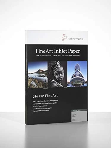 Hahnemühle Digital Glossy FineArt Photo Rag Baryta Fotopapier hochglänzend weiß, A3, 315g/m², 25 Blatt