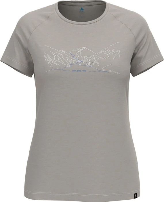 Odlo Ascent Performance Wool 130 Run Bike Hike Funktionsshirt kurzarm silver cloud melange (Damen)