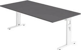 Hammerbacher Ergonomic O-Serie OS2E/5/W Schreibtisch 200x100cm grau/weiß