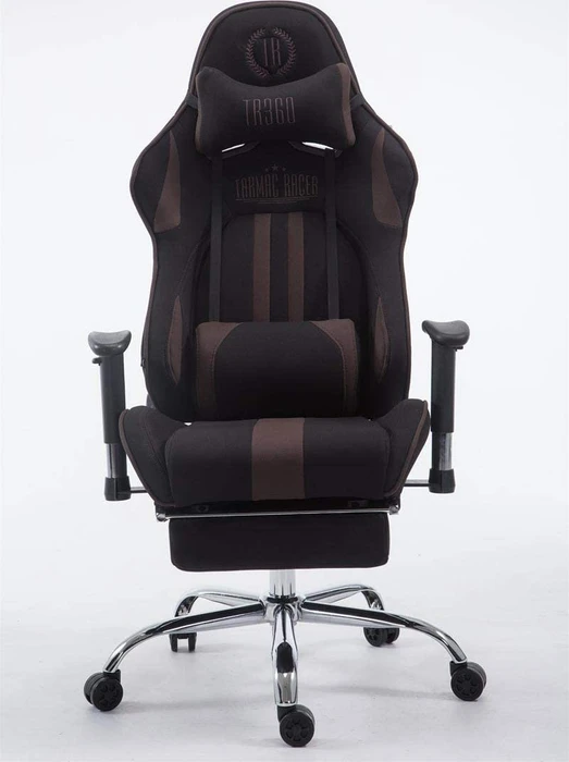 CLP Racing Limit Stoff Gamingstuhl mit Fußstütze, schwarz/braun