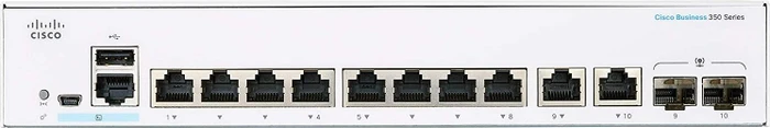 Cisco Business 350 Desktop Gigabit Managed Switch, 8x RJ-45, 2x RJ-45/SFP