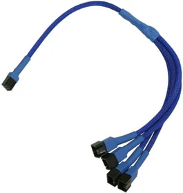 Nanoxia 3-Pin auf 4x 3-Pin Verteiler, sleeved, 30cm, blau (NX34A30B)