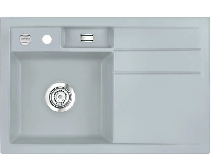 systemceram Bela 78 Einbau Becken links mit Ablauffernbedienung titan