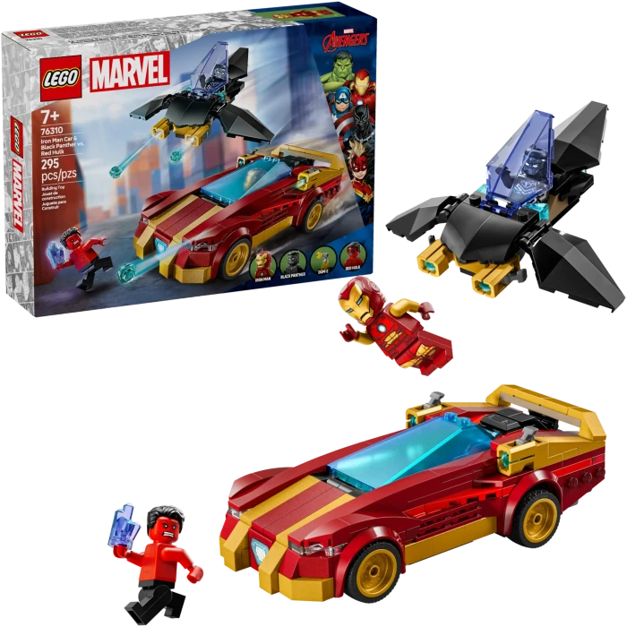 LEGO Marvel Super Heroes Spielset - Iron Man Auto und Black Panther vs. Red Hulk