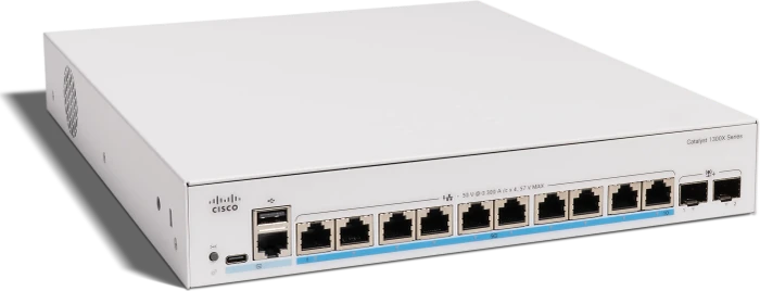 Cisco Catalyst 1300X Rackmount 5G Managed Switch, 10x RJ-45, 2x SFP28, 385W PoE++