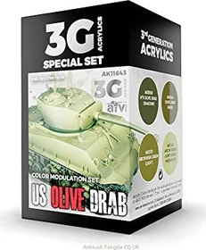 AK-Interactive 3rd Gen Acrylic Colors US Olive Drab Modulation Set Farbset, 4-tlg.