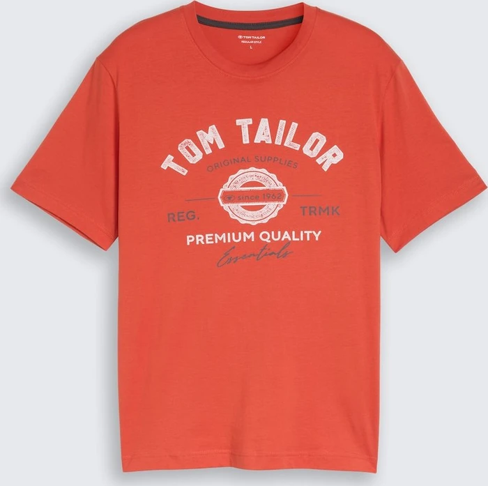 Tom Tailor Logo-Print T-Shirt kurzarm chili orange (Herren)
