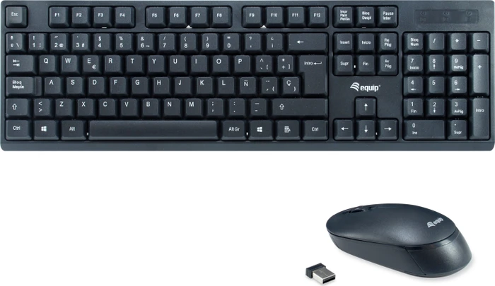 Equip Kabelloses Tastatur- und Mausset schwarz, USB, ES