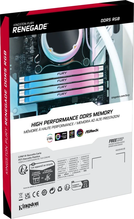 Kingston FURY Renegade RGB weiß/silber UDIMM 32GB Kit, DDR5-6400, CL32-39-39, 1RX8