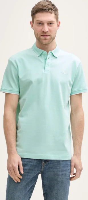Tom Tailor Piqué mit Stretch Poloshirt kurzarm mint white two tone pique (Herren)