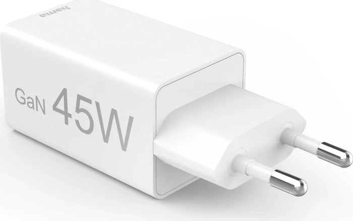 Hama GaN Schnellladegerät, USB-C/USB-A, 1x USB-C + 2x USB-A, 45W, weiß