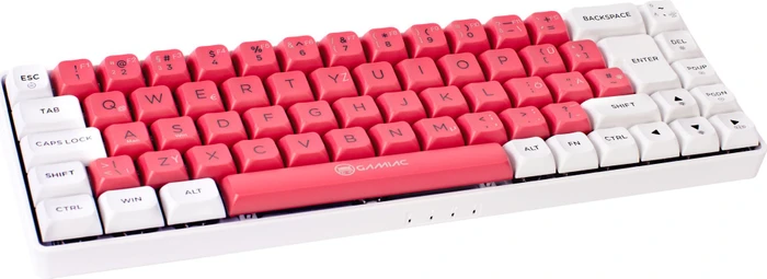Gamiac TKL69G Gaming Keyboard, weiß/rot, LEDs RGB, Kailh BLUE, USB, DE