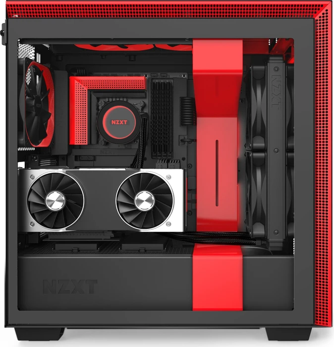 NZXT H710i, schwarz/rot, Glasfenster
