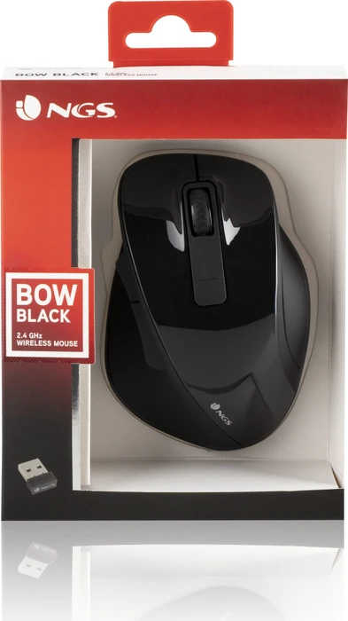 NGS Bow Wireless Ergonomic Mouse schwarz, USB