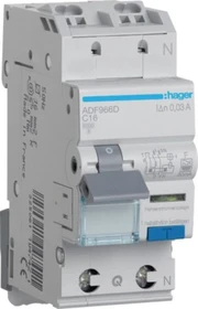 Hager Fehlerstrom-Leitungsschutzschalter, FI/LS-Schalter 1P+N 6kA C-16A 30mA Typ F QC