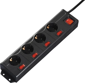 Hama Steckdosenleiste einzeln schaltbar, 4-fach, 1.4m, schwarz