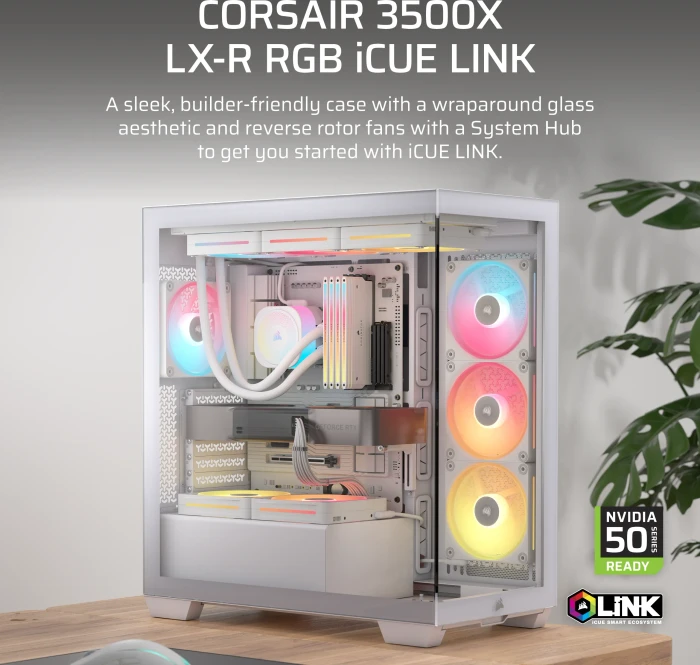 Corsair 3500X LX-R RGB iCUE LINK, weiß, Glasfenster