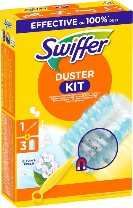 Swiffer Staubmagnet mit Febrezduft Staubwischer-Set (Griff + 3 Tücher)