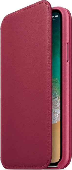 Apple Leder Folio Case für iPhone X beerenrot