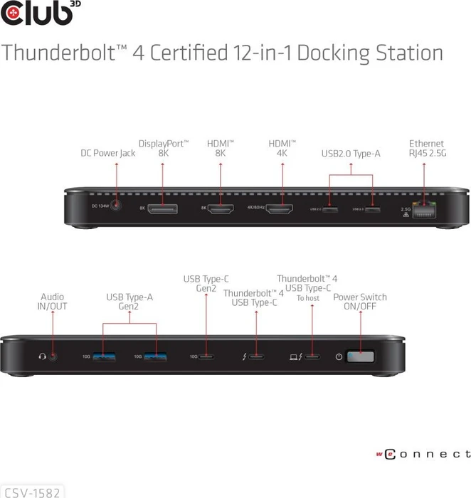 Club 3D 12-in-1 Docking-Station, Thunderbolt 4 [Buchse]