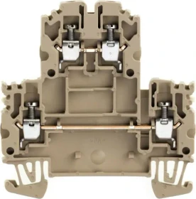 Weidmüller WDK 2.5N Mehrstock-Reihenklemme, Schraubanschluss, dunkelbeige, 2.5 mm², 800 V, Anzahl Anschlüsse: 4, Anzahl der Etagen: 2, TS 35, V-0
