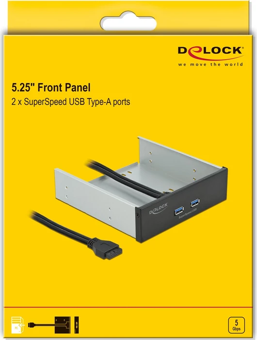 DeLOCK 5.25" USB Frontpanel, 2x USB 3.0 19-Pin Stecksockel [Stecker]