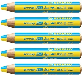 STABILO Woody 3in1 Duo Wachsmalstift gelb, 5er-Pack